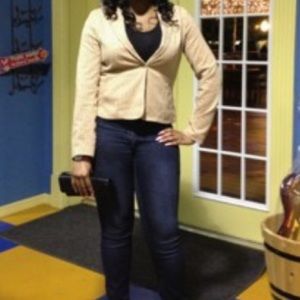 Tan & Black polka dot blazer!